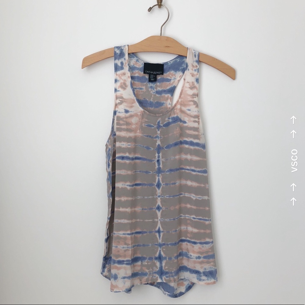 Cynthia Rowley Silk Racerback Tie Dye Tank